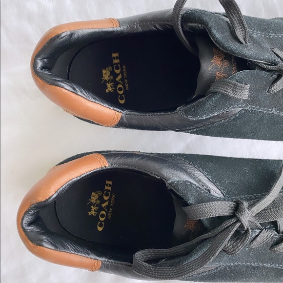 Coach Shoes, Black suede and Tan leather Sneakers, white trim with black bottoms - Picture 6 of 6